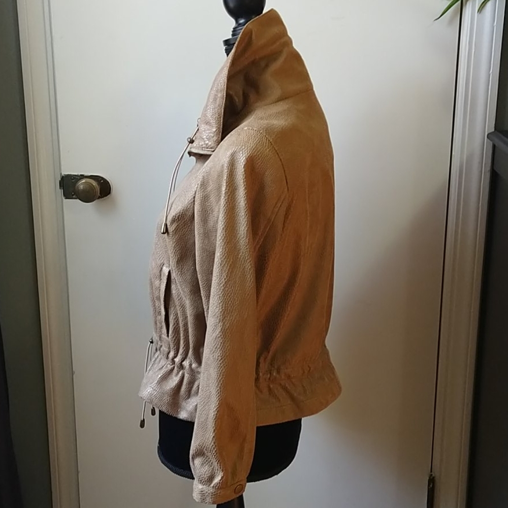 Ruby Rd Tan Faux Leather Light Weight Jacket - Picture 2 of 11